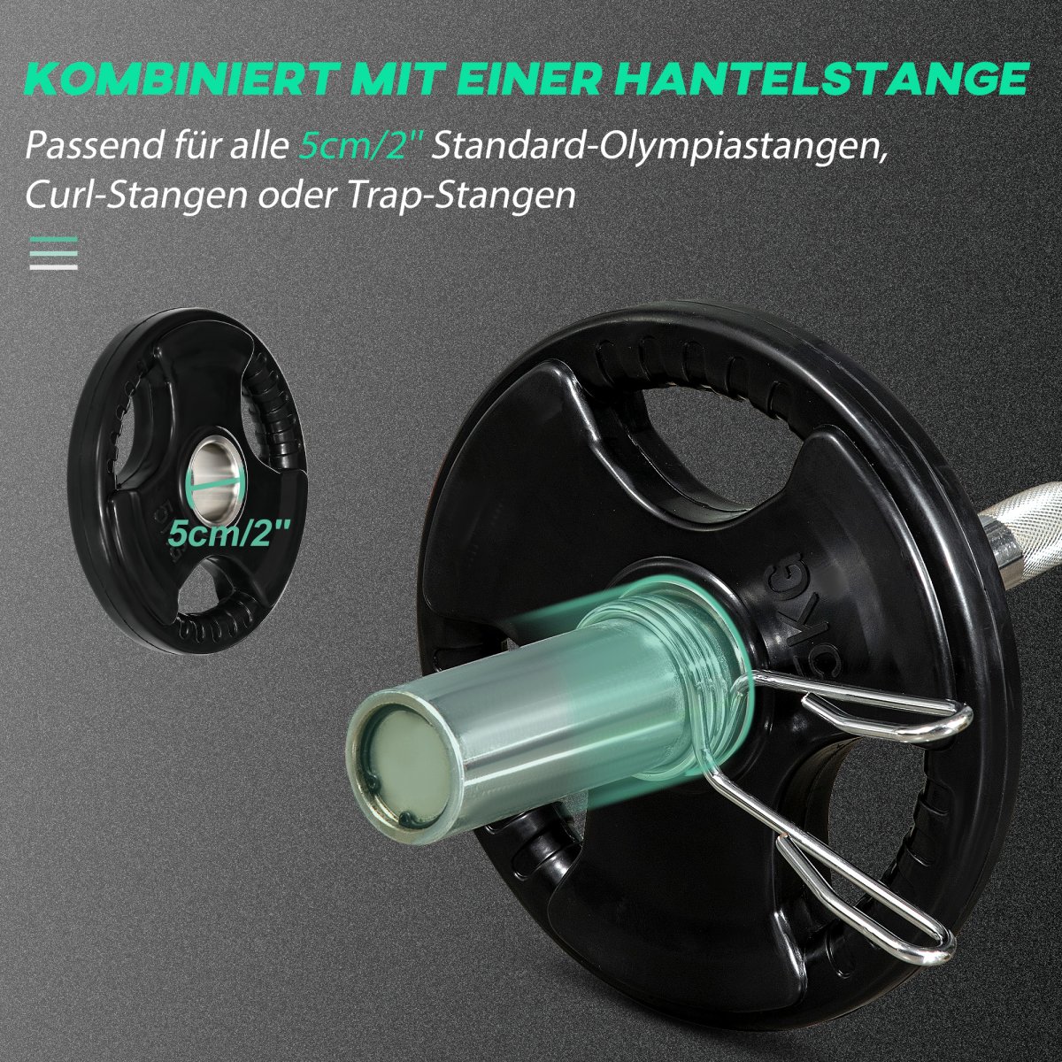 Krachttrainingsschijven – Beschermd – Rubberized – Zwart - Afbeelding 6