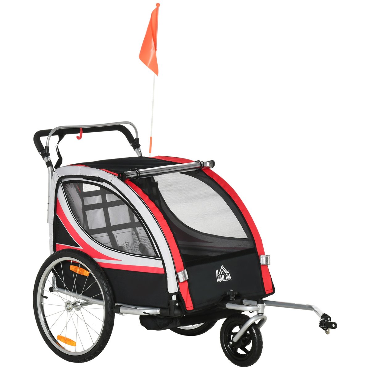 Kinderfietskar – Voor 2 kinderen – Met opbergtas – Rood/Zwart - Afbeelding 2
