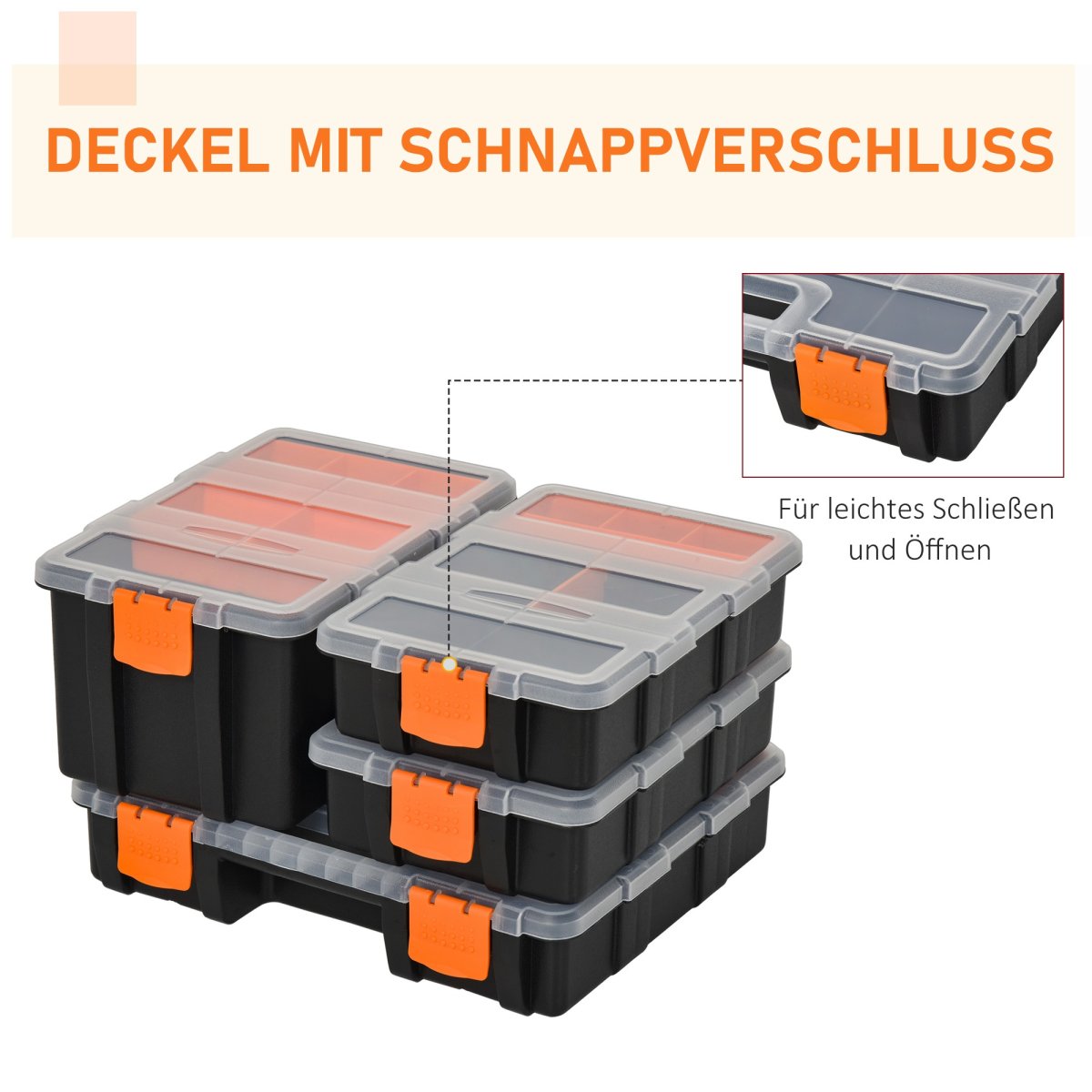 Opbergdozen – Multifunctioneel – Plastic – Oranje & zwart - Afbeelding 6
