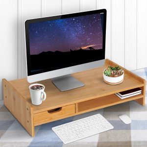 Monitorstandaard – Stay Organized – met lade en bureau-organizer – natuurlijke kleur