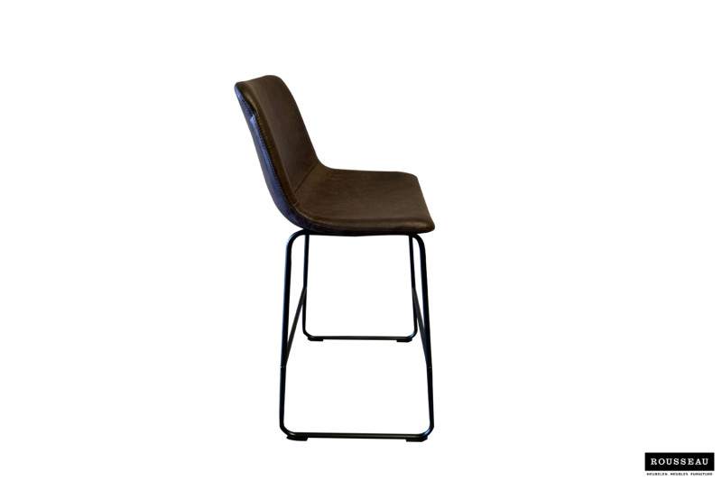 Barstoel ‘Mancia’ PU Donkerbruin , Poten metaal en bekleding PU vintage - Afbeelding 5