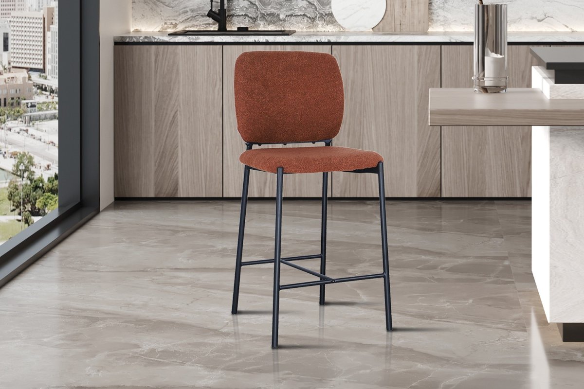 Barkrukken – Elegant – Stof – Roestkleur - Afbeelding 3