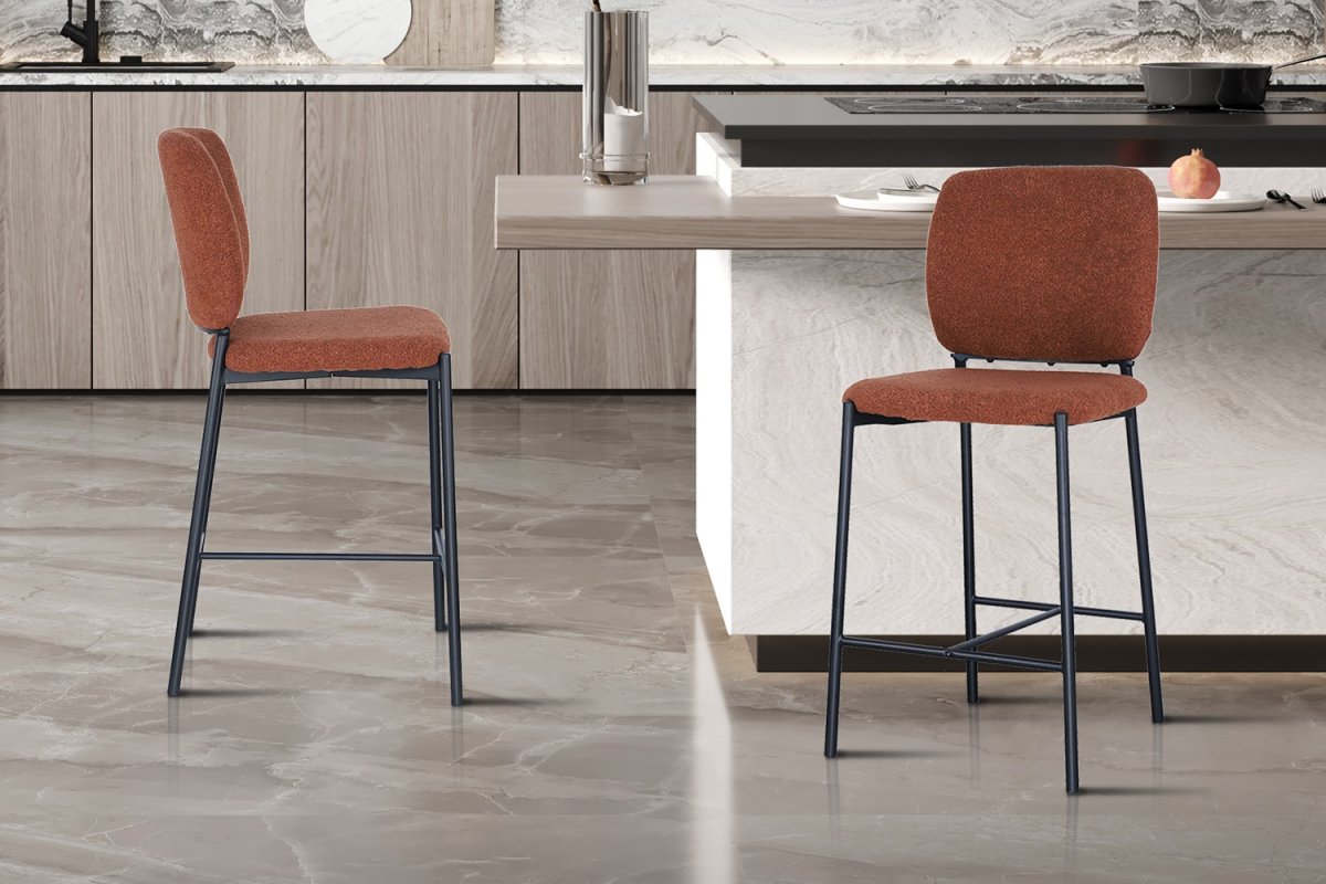 Barkrukken – Elegant – Stof – Roestkleur - Afbeelding 2