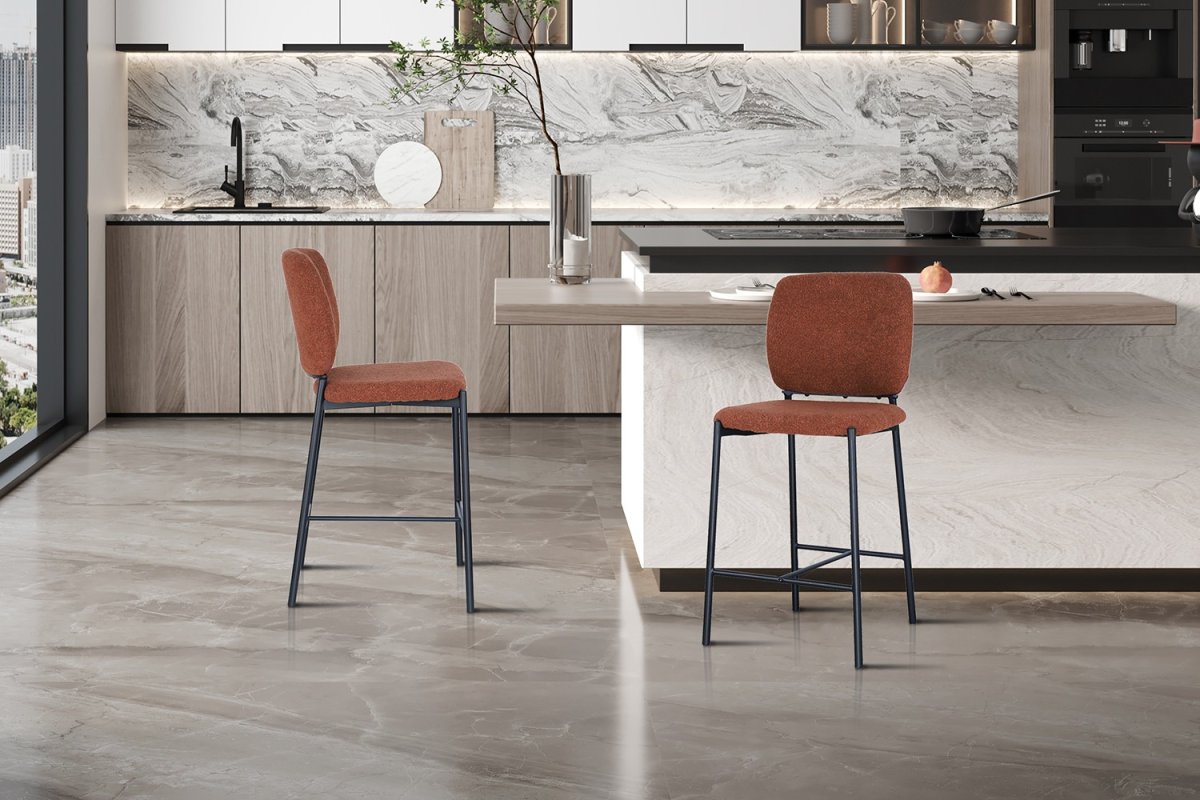 Barkrukken – Elegant – Stof – Roestkleur - Afbeelding 4