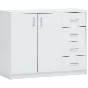 Commode ‘Spacio’ 2 deuren 4 laden Wit, , Spaanderplaat, ABS boorden en decor