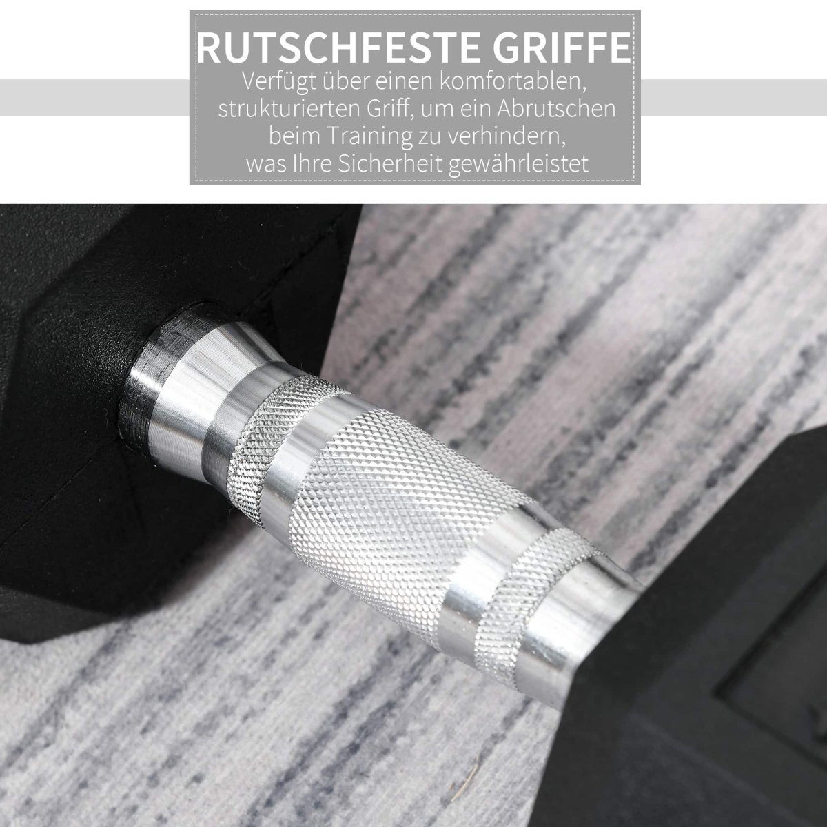 Dumbbell – – Rubberen greep – 15 kg, zwart - Afbeelding 5