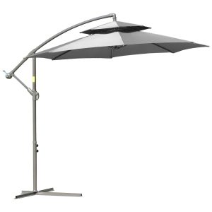 Hangparasol – Dubbel dak – Kruisvoet – Lichtgrijs