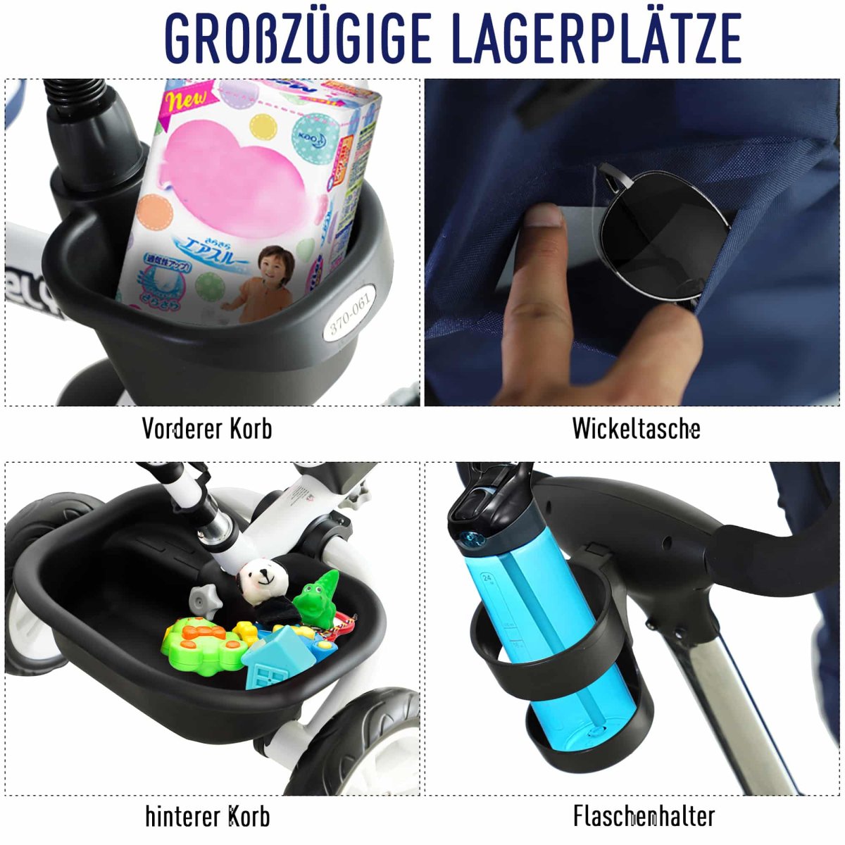 Kindervoertuig – Veiligheidsgordel – Zonnedak – Blauw - Afbeelding 8
